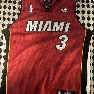 Adidas Miami Basketball Jersey - Red and Black Dwayne Wade 10-12 M